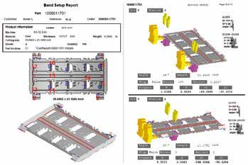 ESA offline setup report showing tooling and bend information
