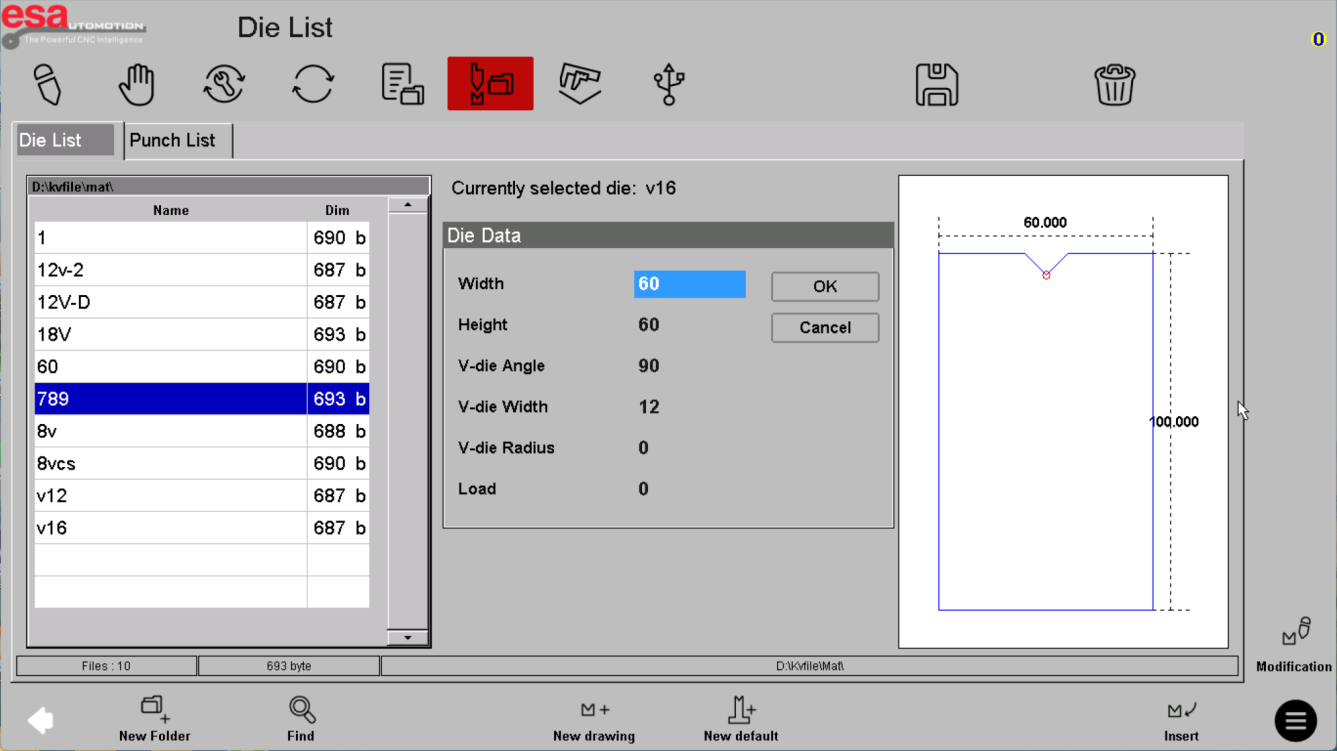 ESA S840: defining a punch or die reference screenshot