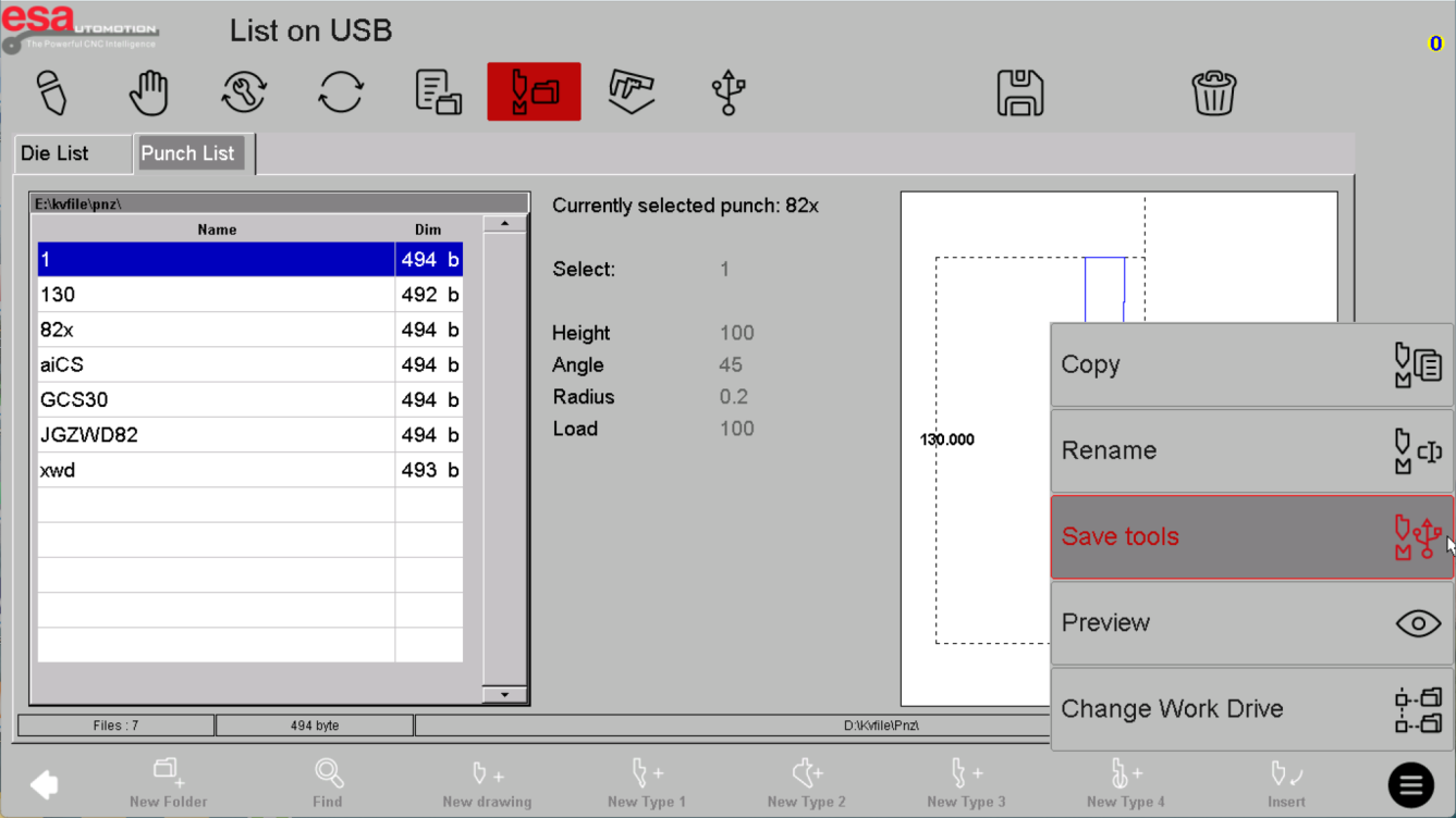 Tool-library restore screen