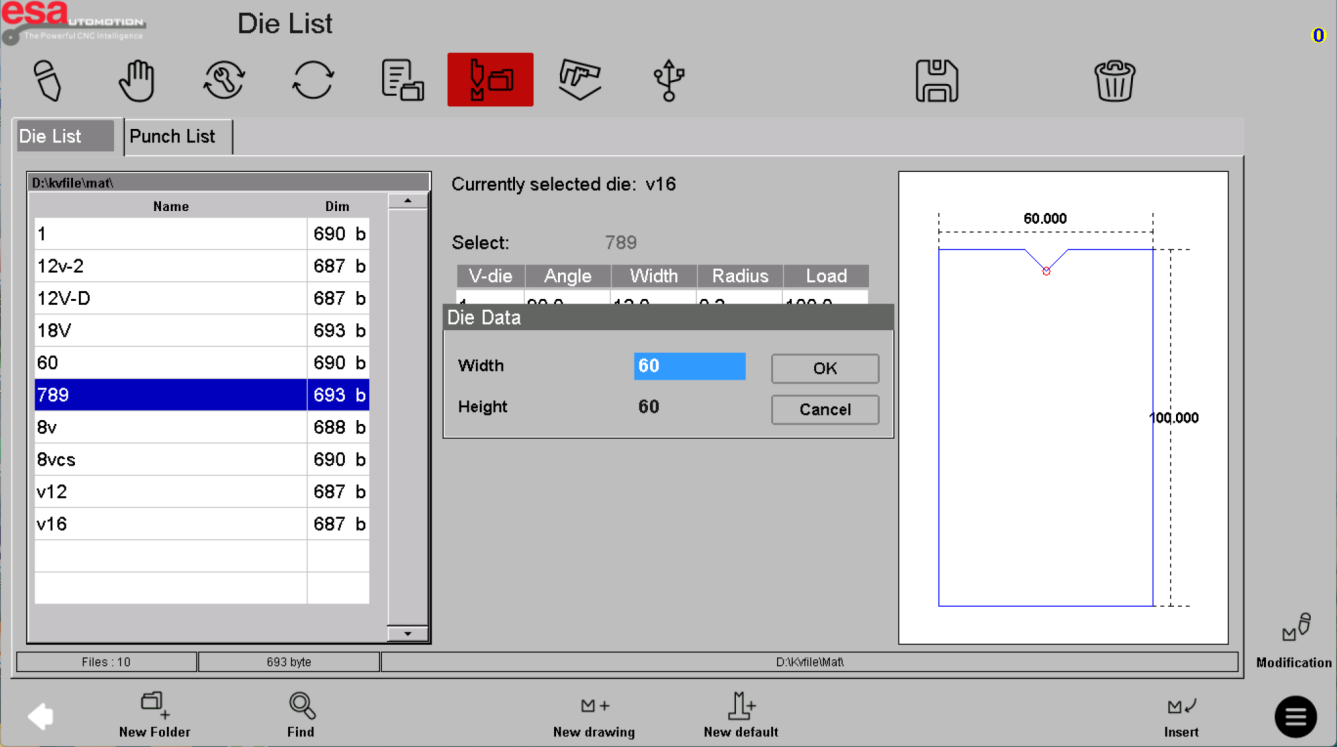 Die-profile template selection