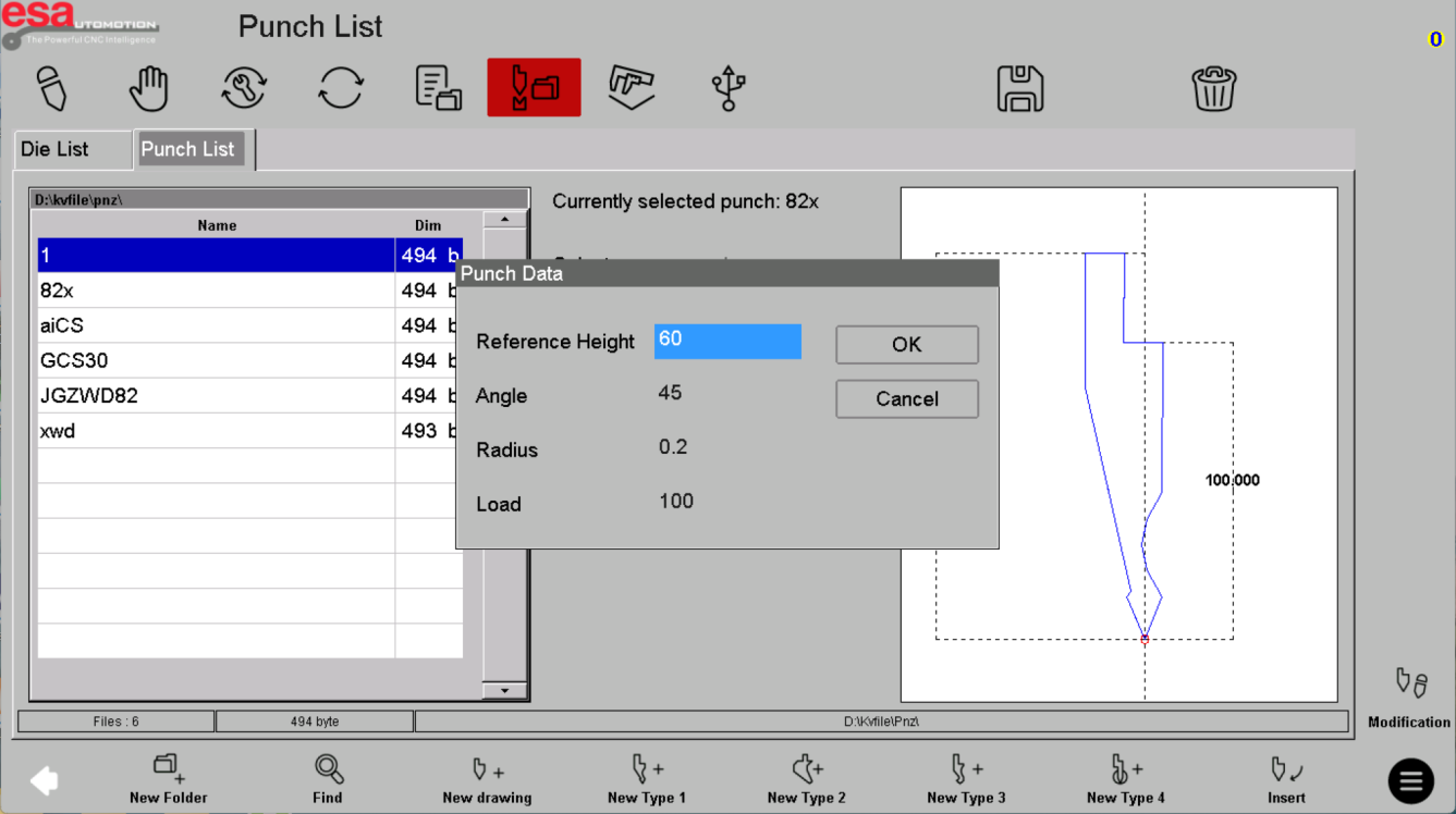 Punch-type selection