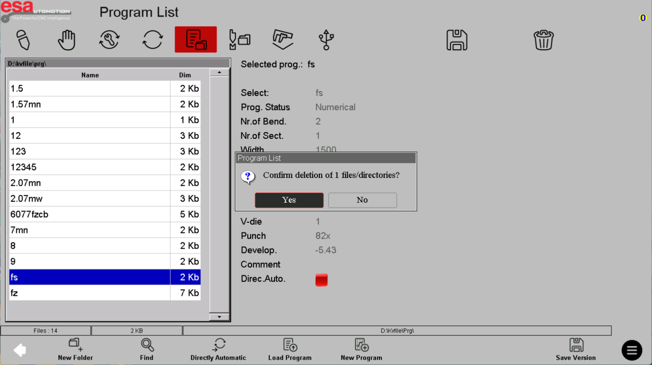ESA S840: program copies and backups reference screenshot