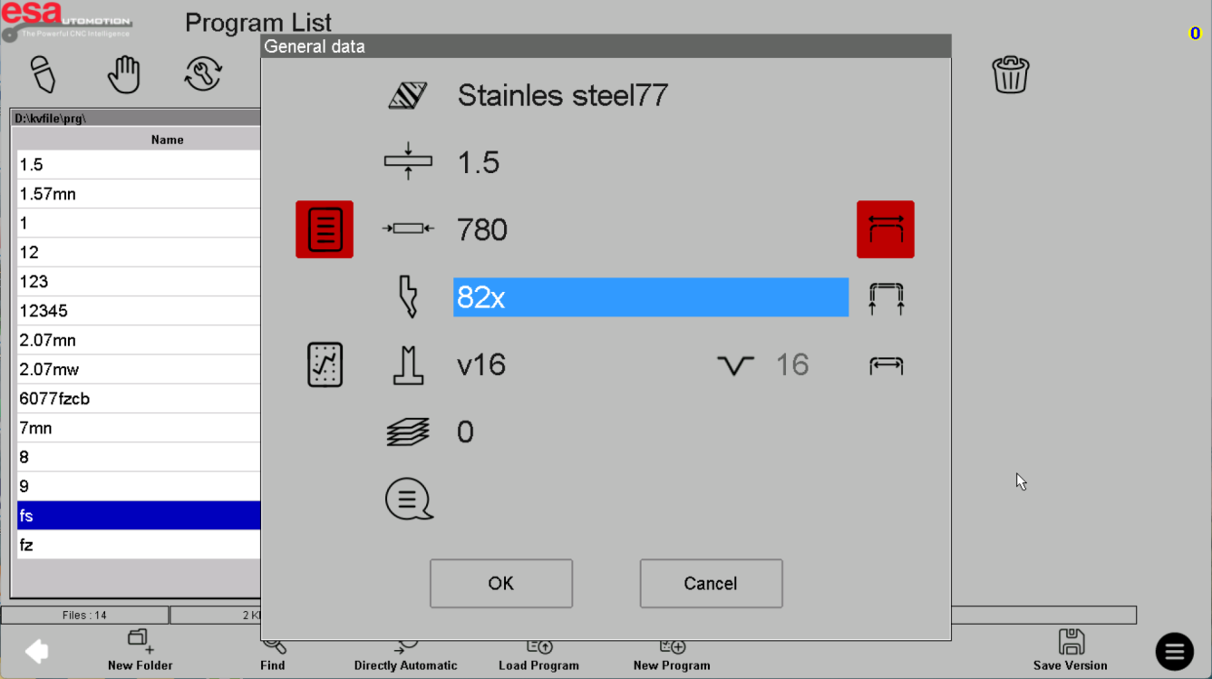 ESA S840: creating a new program reference screenshot