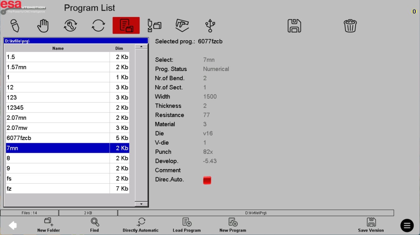ESA S840 program list: find and review a job reference screenshot