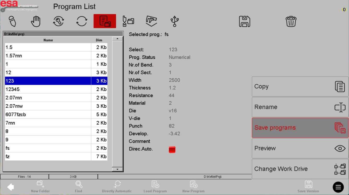 All-program backup screen